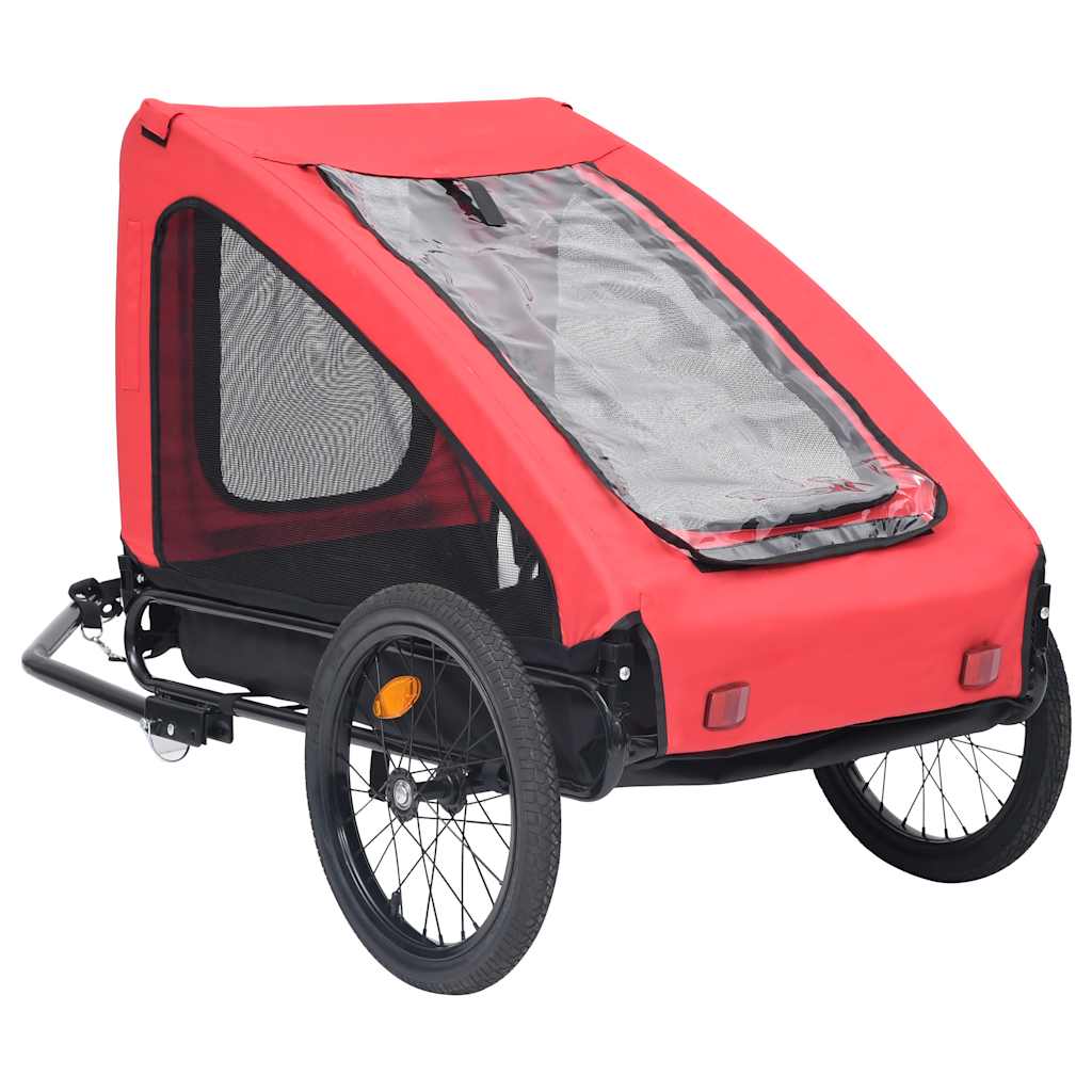 5-vidaXL Rimorchio da Bici per Animali Domestici Rosso e Nero-5