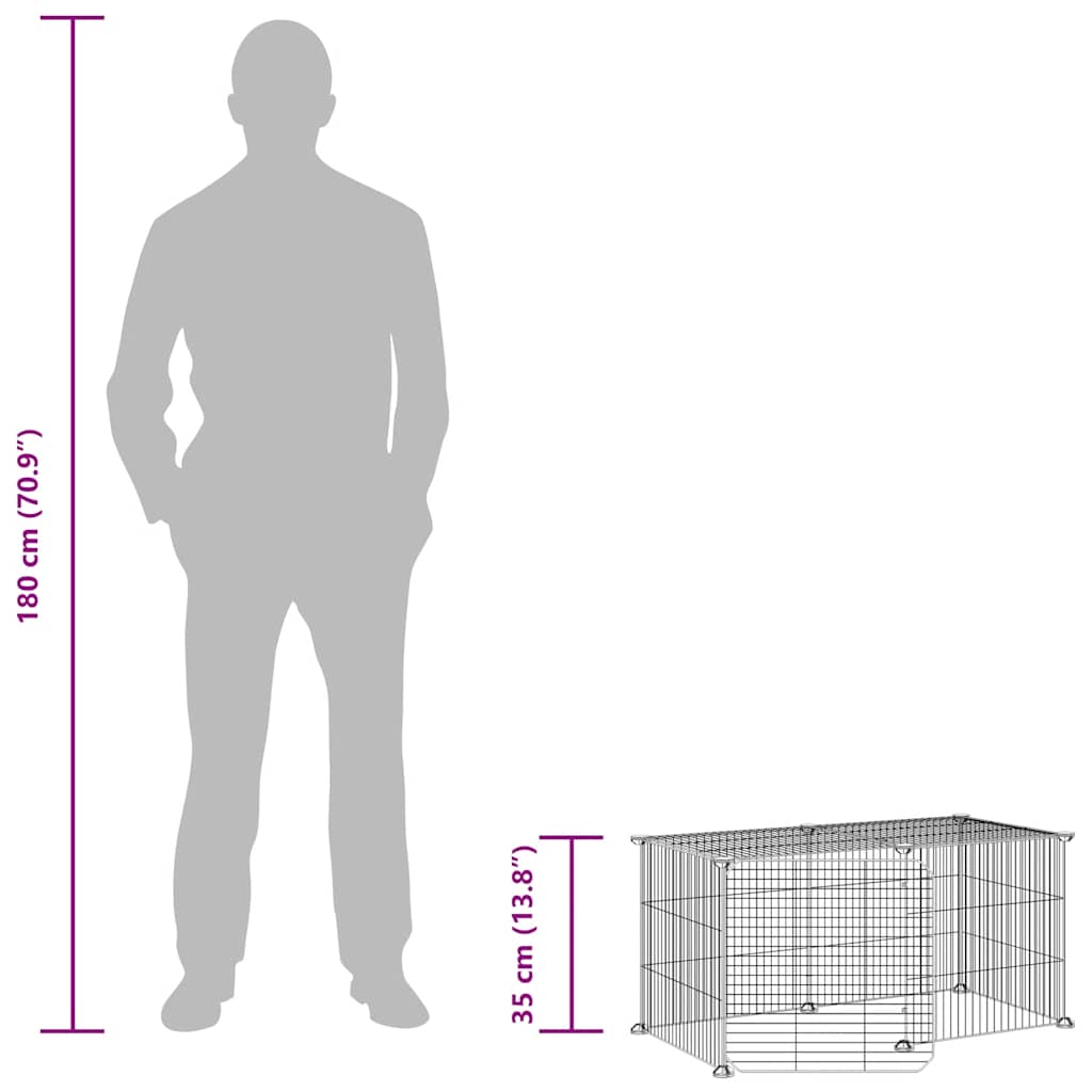9-vidaXL Gabbia per Animali 8 Pannelli con Porta Nero 35x35 cm Acciaio-9