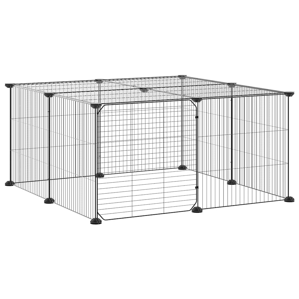 3-vidaXL Gabbia per Animali 12 Pannelli con Porta Nero 35x35 cm Acciaio-3