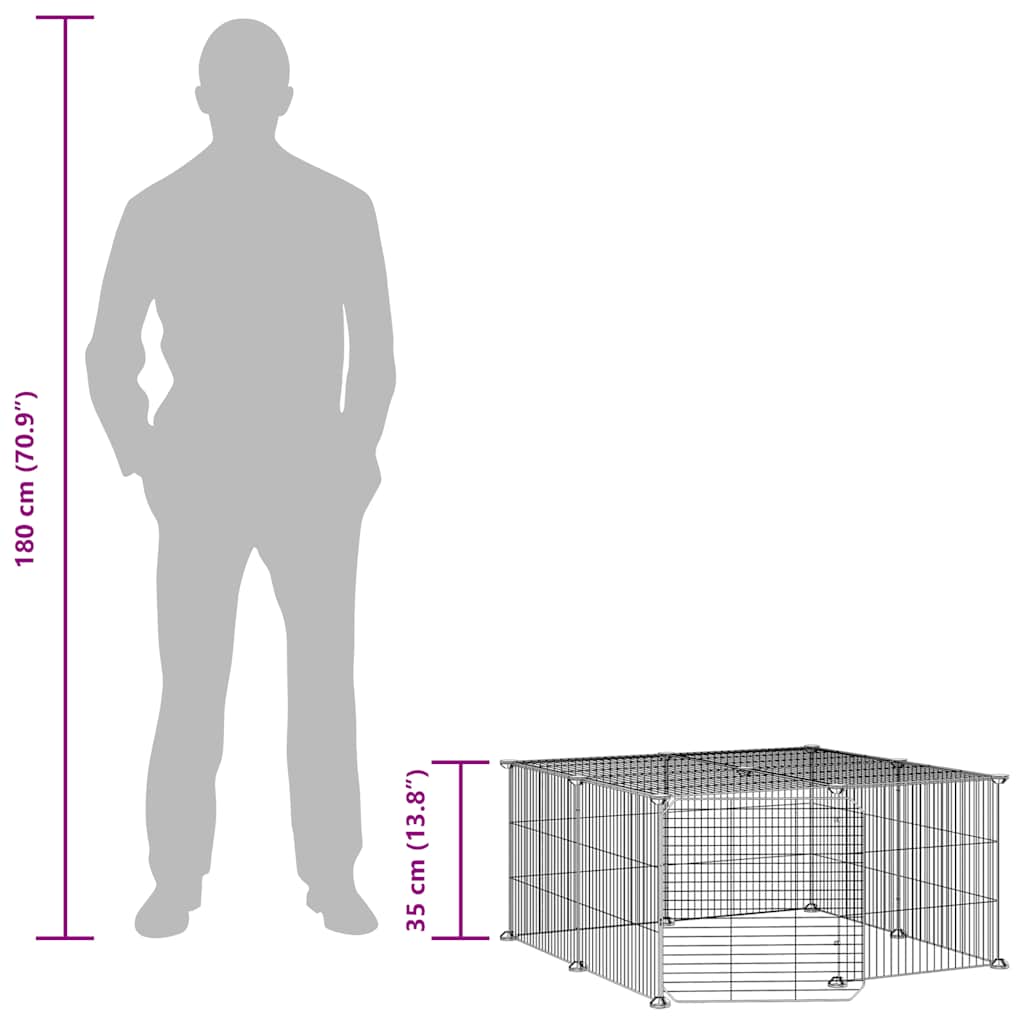 9-vidaXL Gabbia per Animali 12 Pannelli con Porta Nero 35x35 cm Acciaio-9