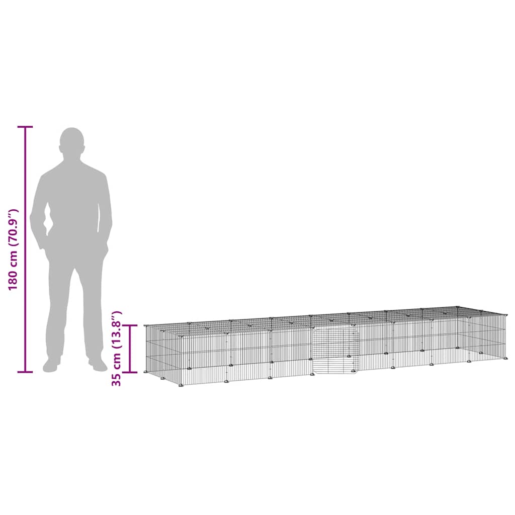 9-vidaXL Gabbia per Animali 36 Pannelli con Porta Nera 35x35 cm Acciaio-9