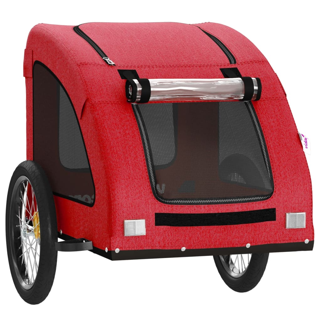 5-vidaXL Rimorchio da Bici per Animali Rosso Oxford e Ferro-5