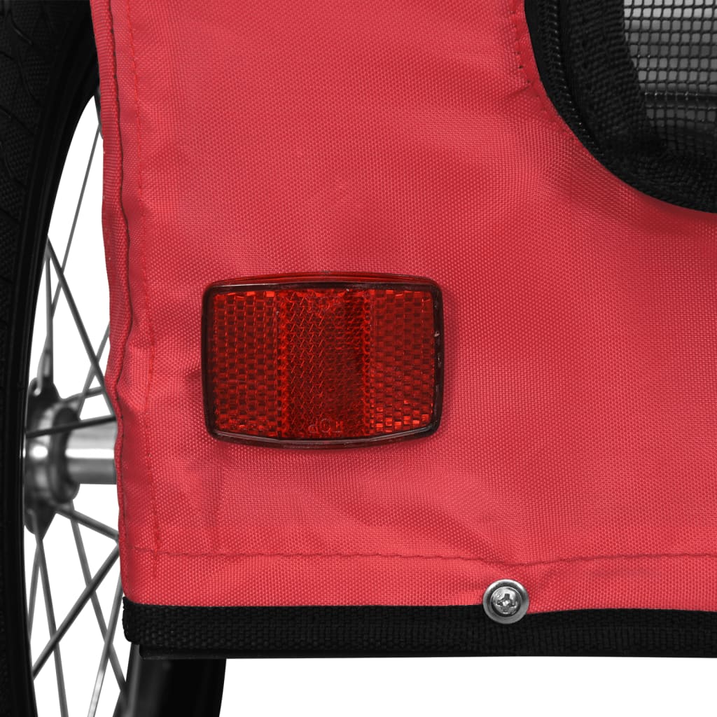 11-vidaXL Rimorchio da Bici per Animali Rosso Oxford e Ferro-11