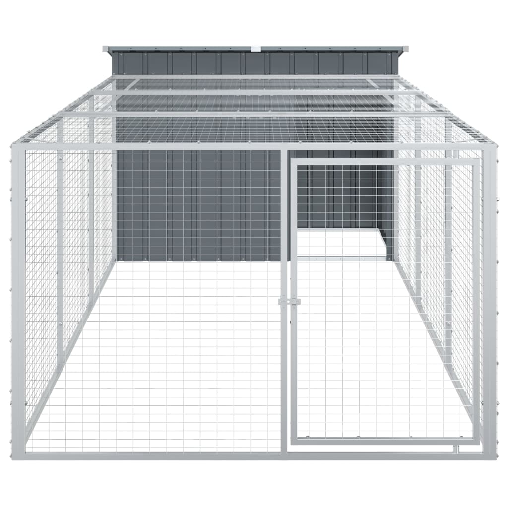 5-vidaXL Cuccia per cani con recinto antracite 153x396x110 cm in acciaio zincato-5