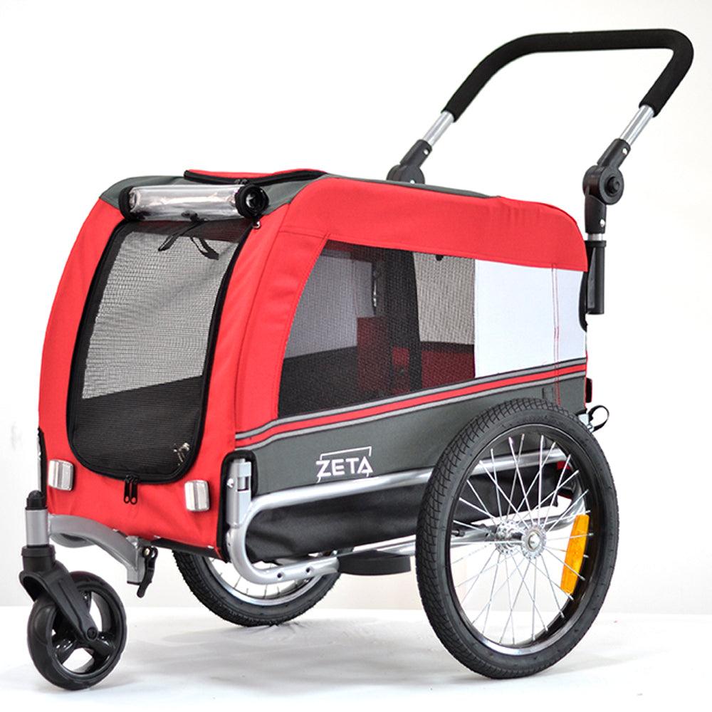 Rimorchio Bicicletta 2 In 1 Per Cani CXWXC - Trasformabile In Passeggino, Portata 40kg, Rosso