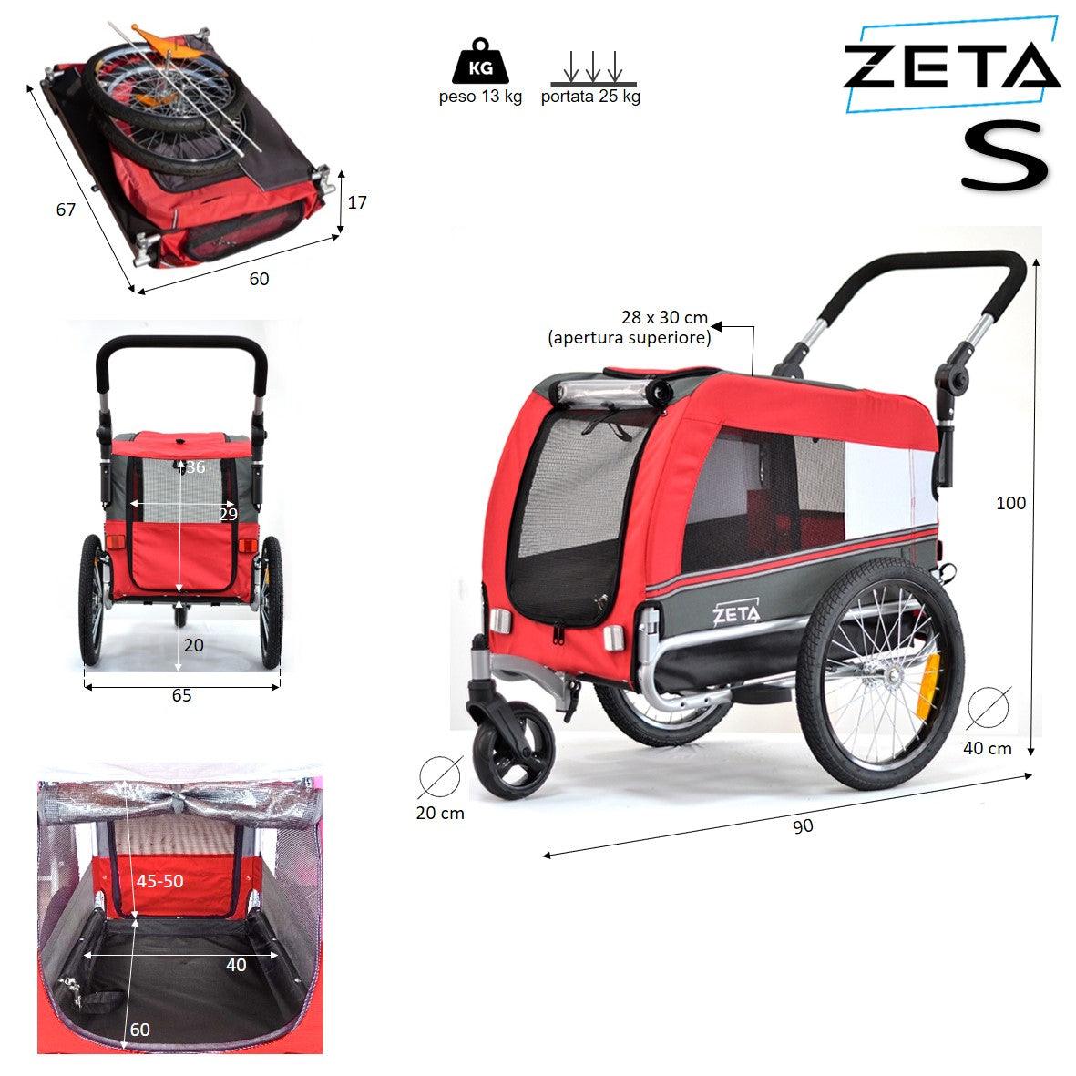 ZETA SMALL interno 40x60cm - Rimorchio Bici Per Cani - Papilio Shop