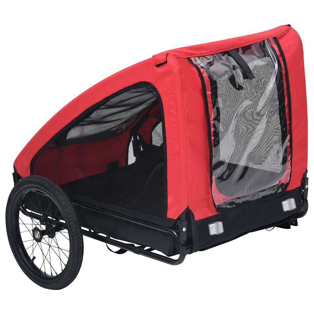 3-vidaXL Rimorchio da Bici per Animali Domestici Rosso e Nero-3