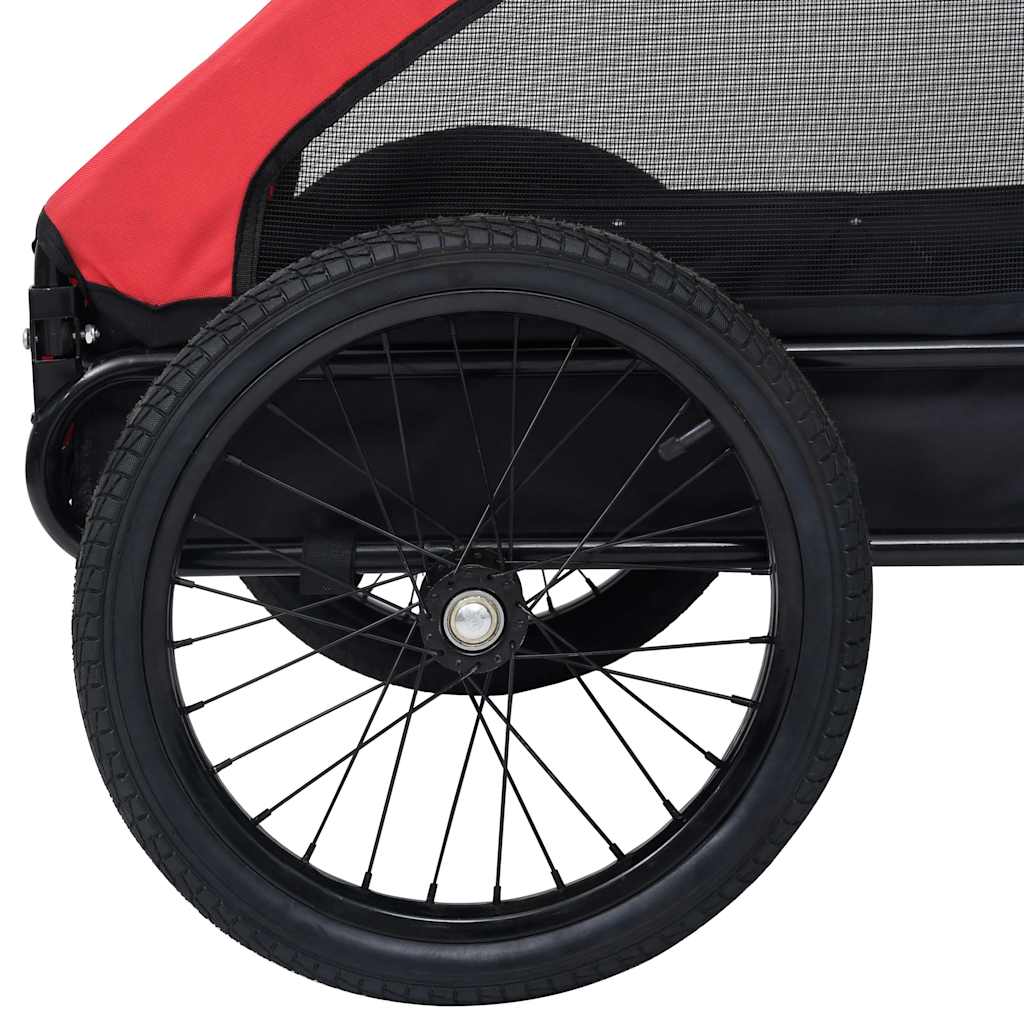 9-vidaXL Rimorchio da Bici per Animali Domestici Rosso e Nero-9