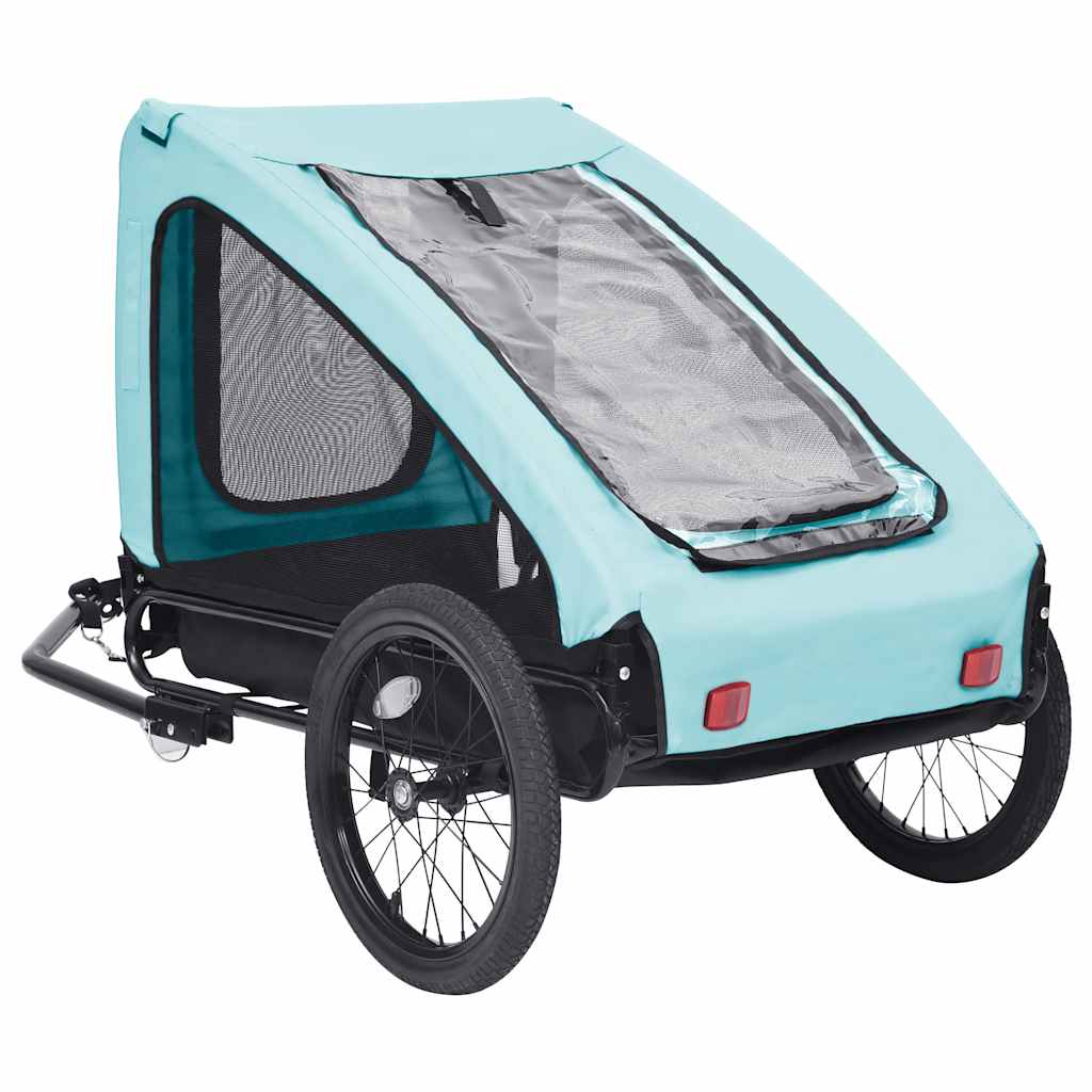 3-vidaXL Rimorchio da Bici per Animali Domestici Blu e Nero-3