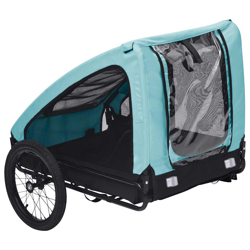 5-vidaXL Rimorchio da Bici per Animali Domestici Blu e Nero-5