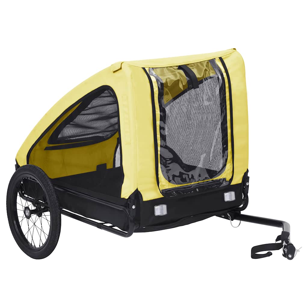 1-vidaXL Rimorchio da Bici per Animali Domestici Giallo e Nero-1