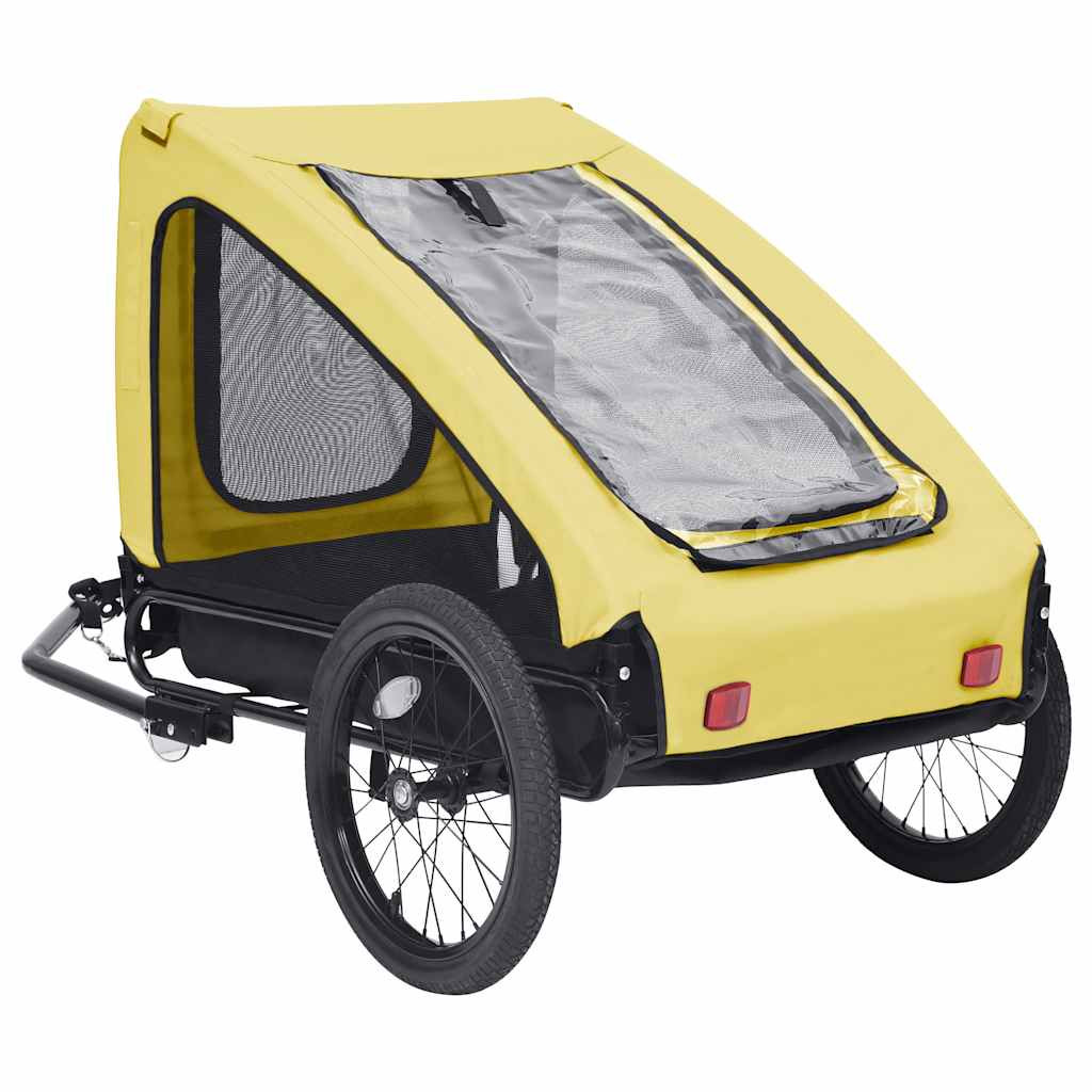 3-vidaXL Rimorchio da Bici per Animali Domestici Giallo e Nero-3