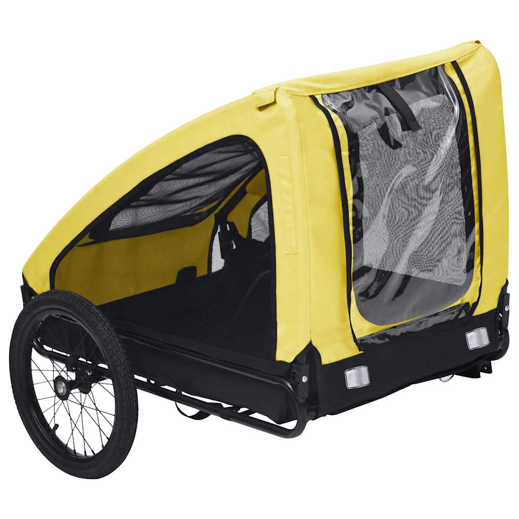 5-vidaXL Rimorchio da Bici per Animali Domestici Giallo e Nero-5