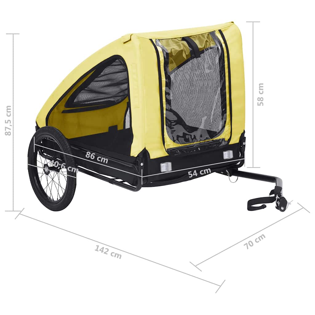 9-vidaXL Rimorchio da Bici per Animali Domestici Giallo e Nero-9