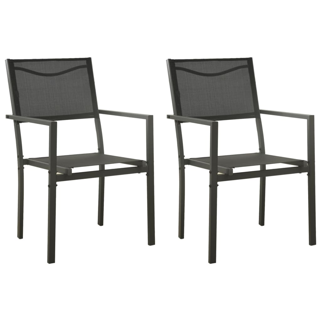 1-vidaXL Sedie da Giardino 2 pz in Textilene e Acciaio Nero e Antracite-1