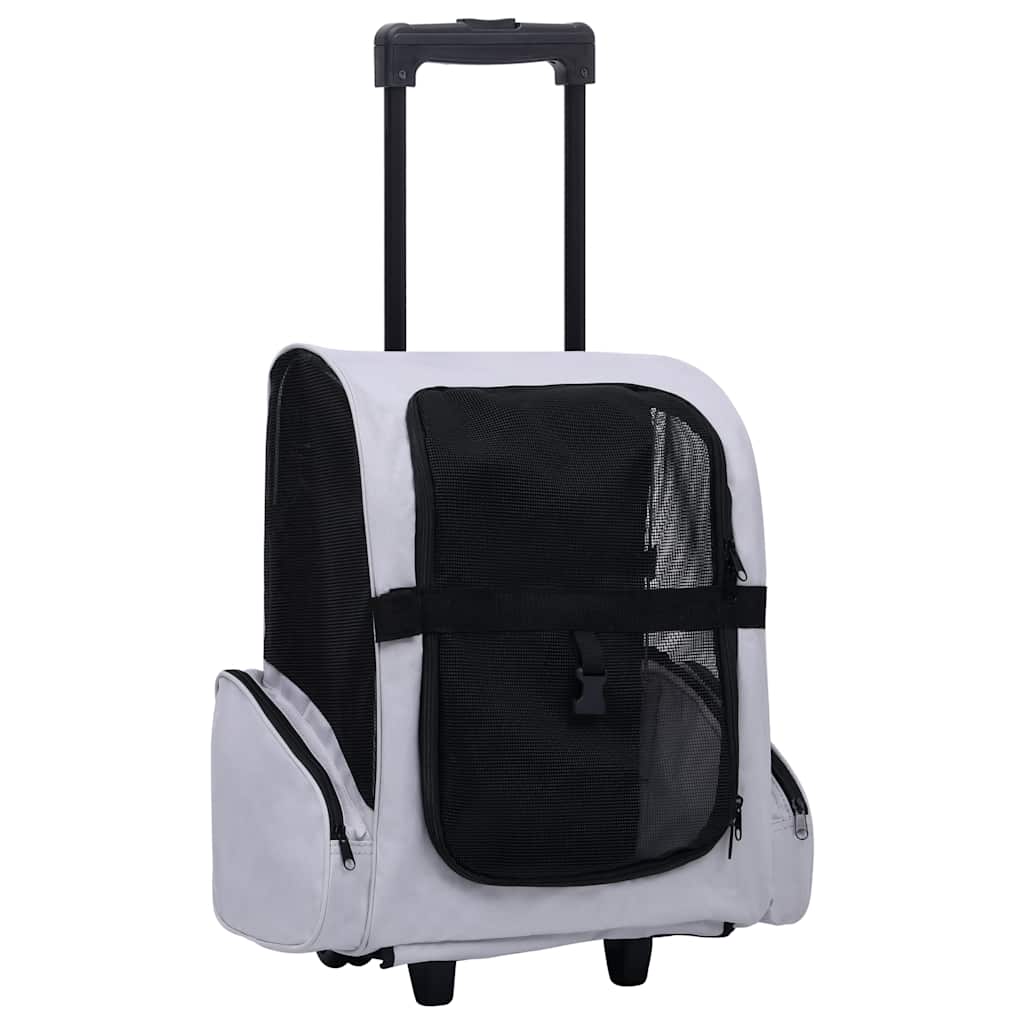 1-vidaXL Trolley Trasportino per Animali Pieghevole Multifunzione Grigio-1
