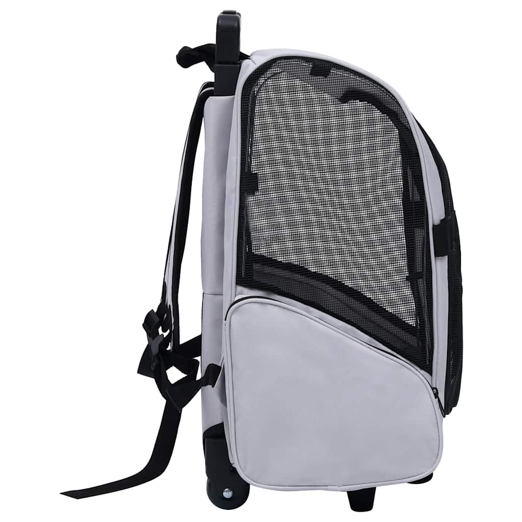3-vidaXL Trolley Trasportino per Animali Pieghevole Multifunzione Grigio-3
