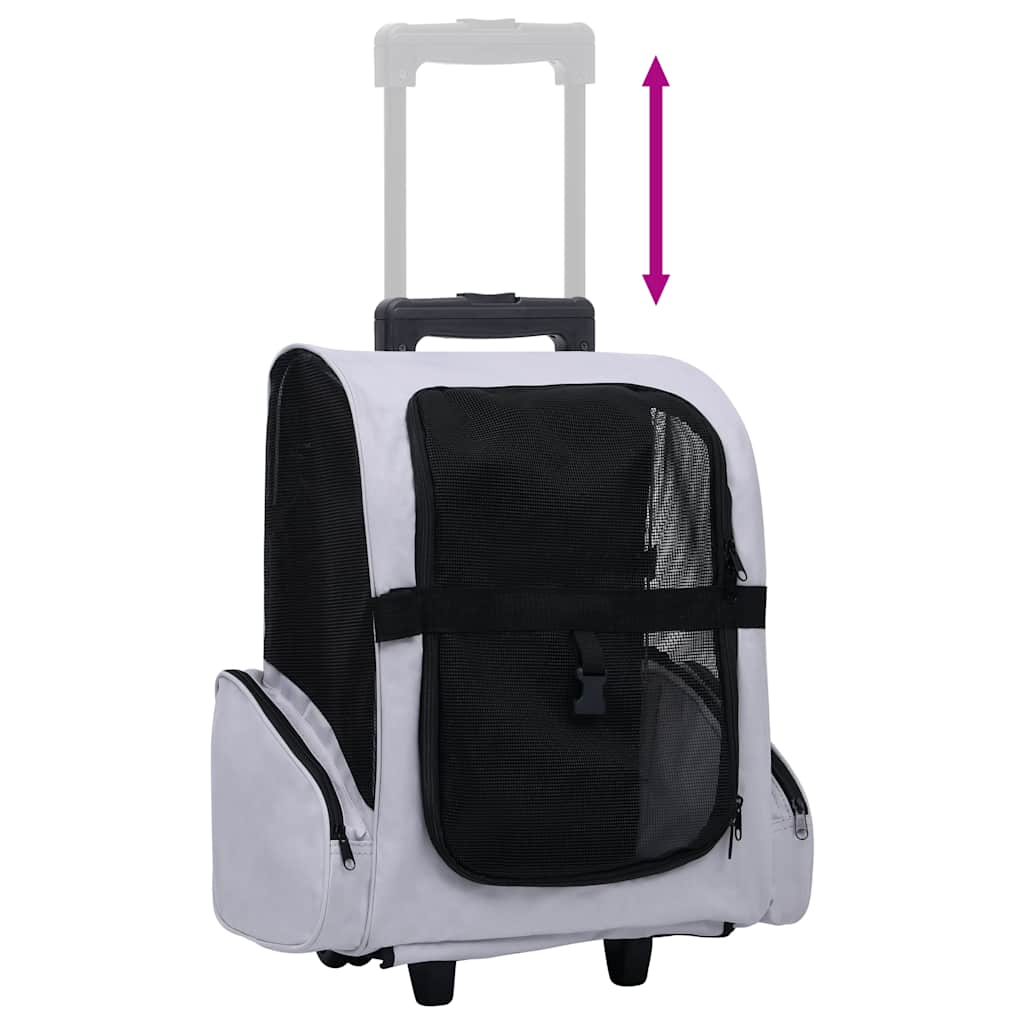 5-vidaXL Trolley Trasportino per Animali Pieghevole Multifunzione Grigio-5