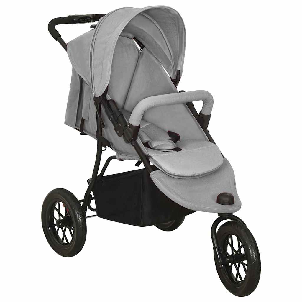 1-vidaXL Passeggino Gemellare Grigio Chiaro in Acciaio-1