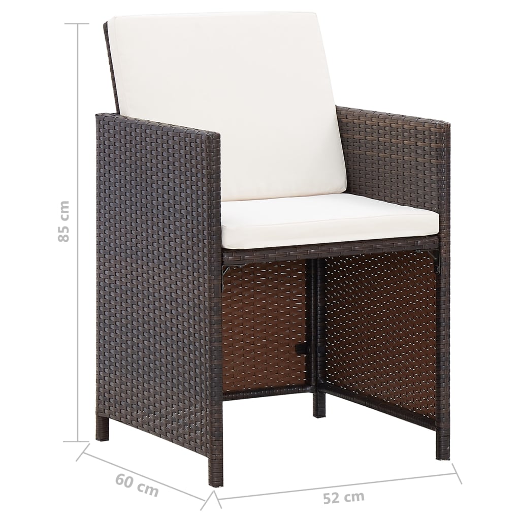 11-vidaXL Set Sedie da Giardino e Poggiapiedi 4 pz in Polyrattan Marrone-11