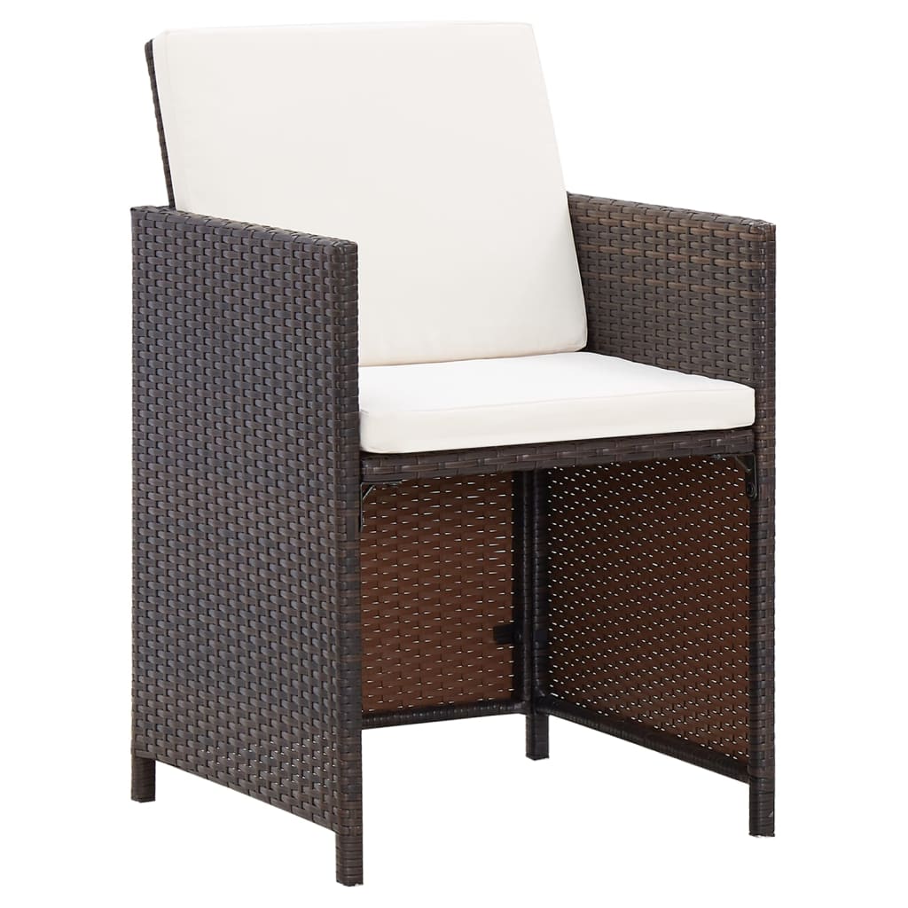 3-vidaXL Set Sedie da Giardino e Poggiapiedi 4 pz in Polyrattan Marrone-3