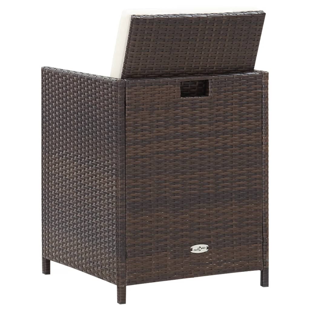 5-vidaXL Set Sedie da Giardino e Poggiapiedi 4 pz in Polyrattan Marrone-5