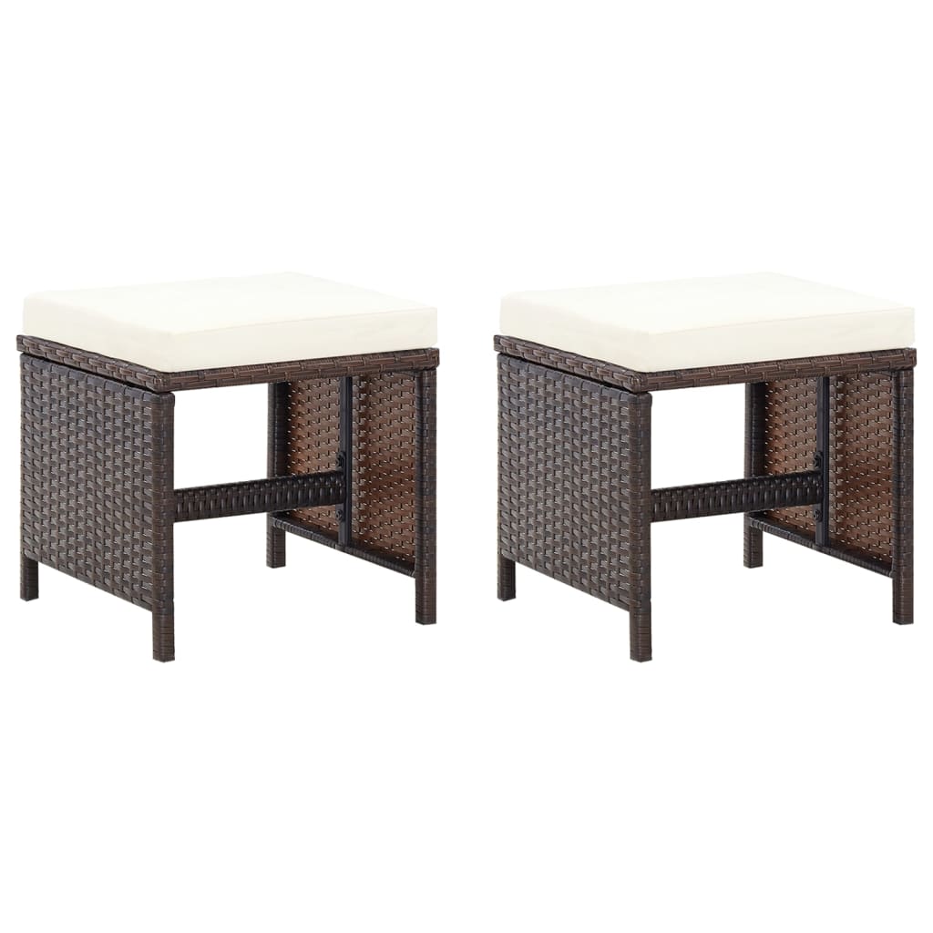 7-vidaXL Set Sedie da Giardino e Poggiapiedi 4 pz in Polyrattan Marrone-7