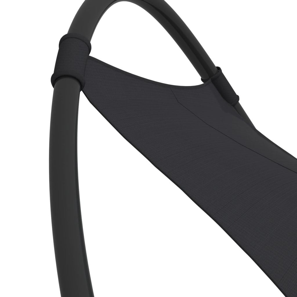 5-vidaXL Lettino Dondolo Prendisole con Ruote in Acciaio Textilene Nero-5