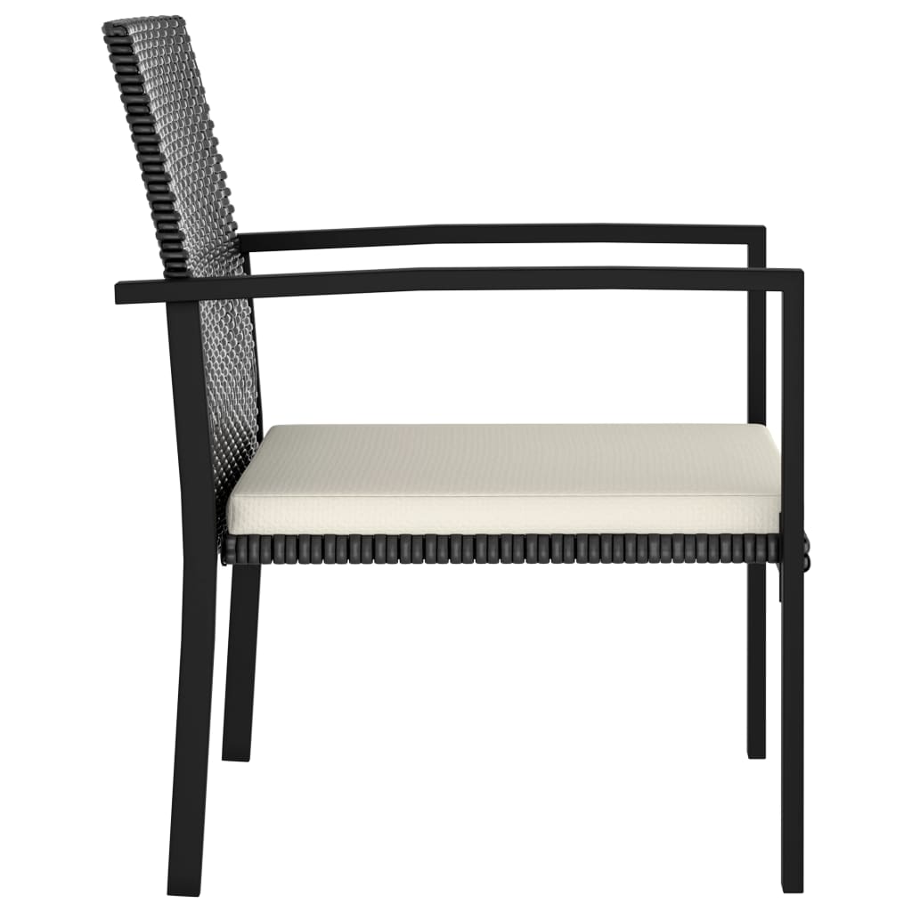 3-vidaXL Sedie da Pranzo per Giardino 4 pz in Polyrattan Nero-3
