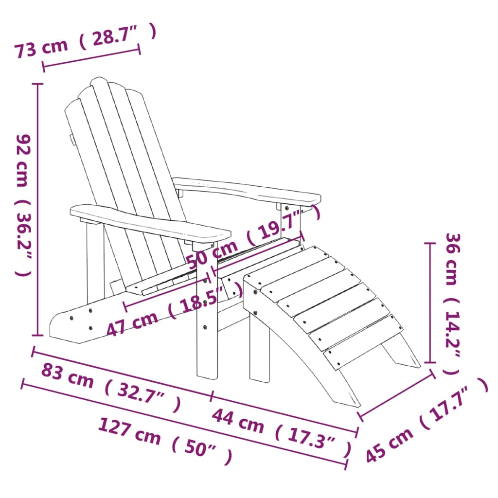 7-vidaXL Sedia da Giardino Adirondack con Poggiapiedi Antracite in HDPE-7