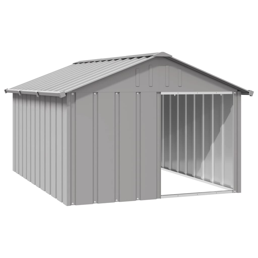 1-vidaXL Casetta per Cani grigio 116,5x153x81,5 cm Acciaio Zincato-1