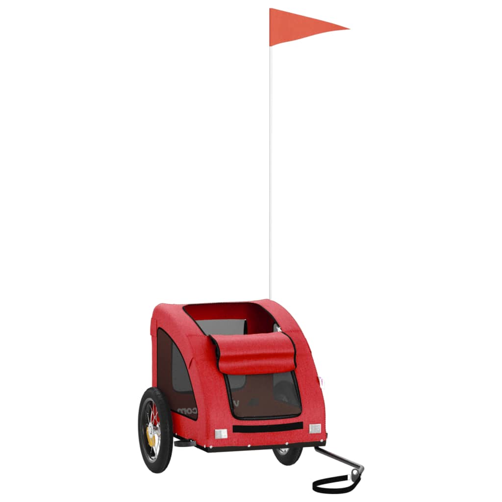 3-vidaXL Rimorchio da Bici per Animali Rosso Oxford e Ferro-3