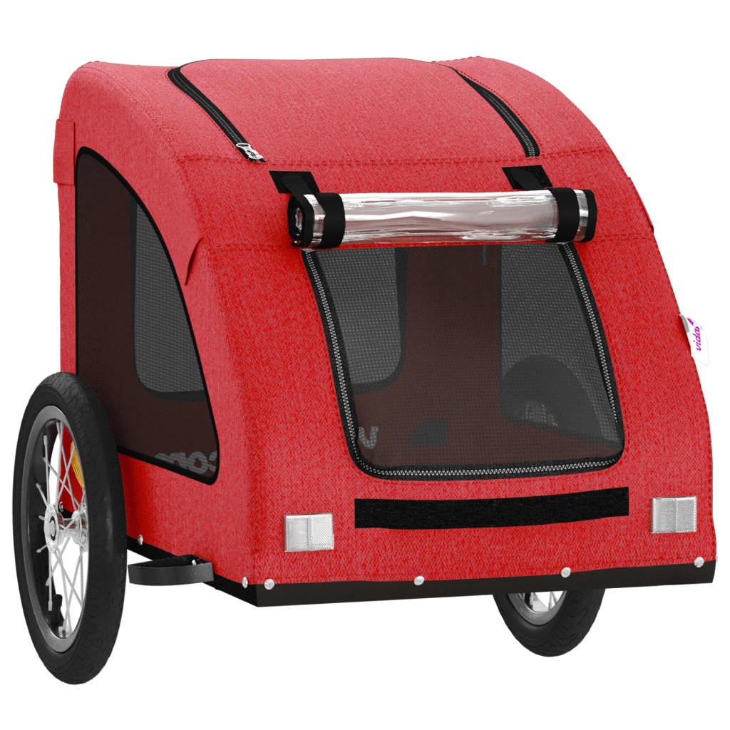 5-vidaXL Rimorchio da Bici per Animali Rosso Oxford e Ferro-5