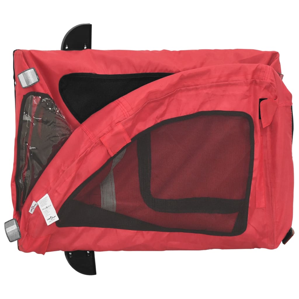 9-vidaXL Rimorchio da Bici per Animali Rosso Oxford e Ferro-9