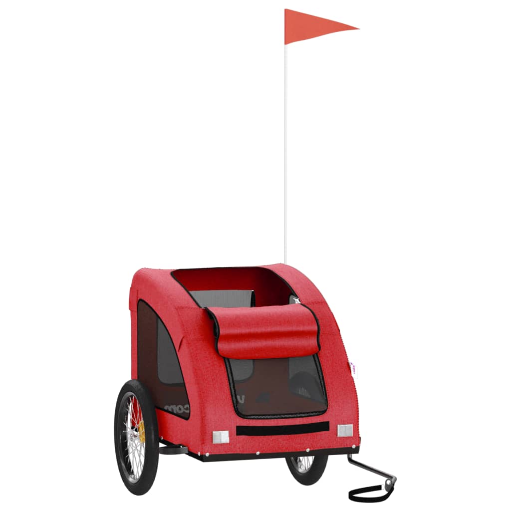 3-vidaXL Rimorchio da Bici per Animali Rosso Oxford e Ferro-3