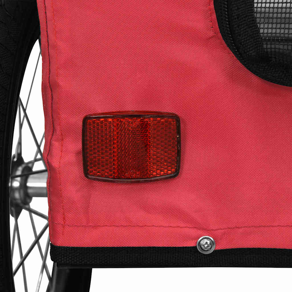 11-vidaXL Rimorchio da Bici per Animali Rosso Oxford e Ferro-11