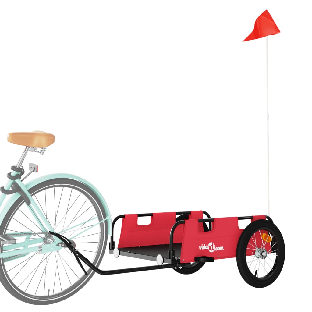 3-vidaXL Rimorchio da Bici Rosso Oxford e Ferro-3