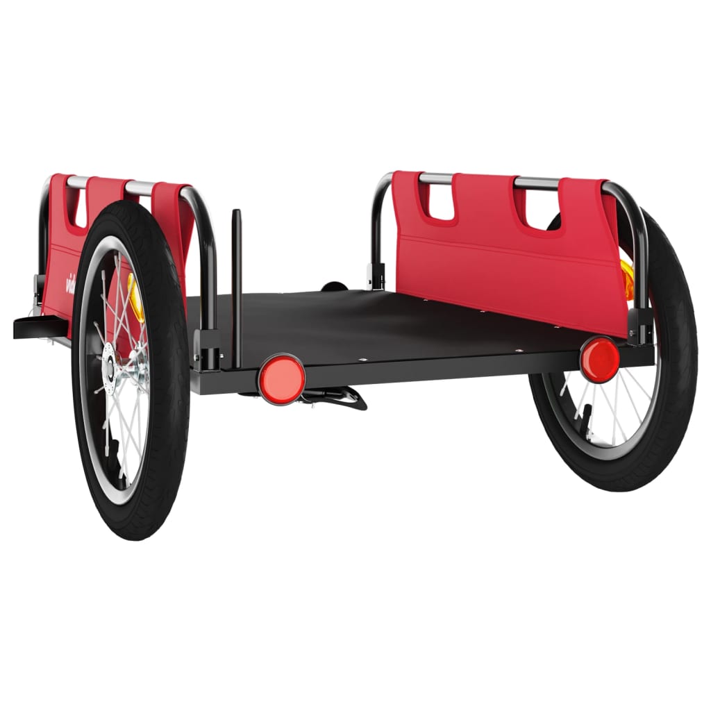 7-vidaXL Rimorchio da Bici Rosso Oxford e Ferro-7