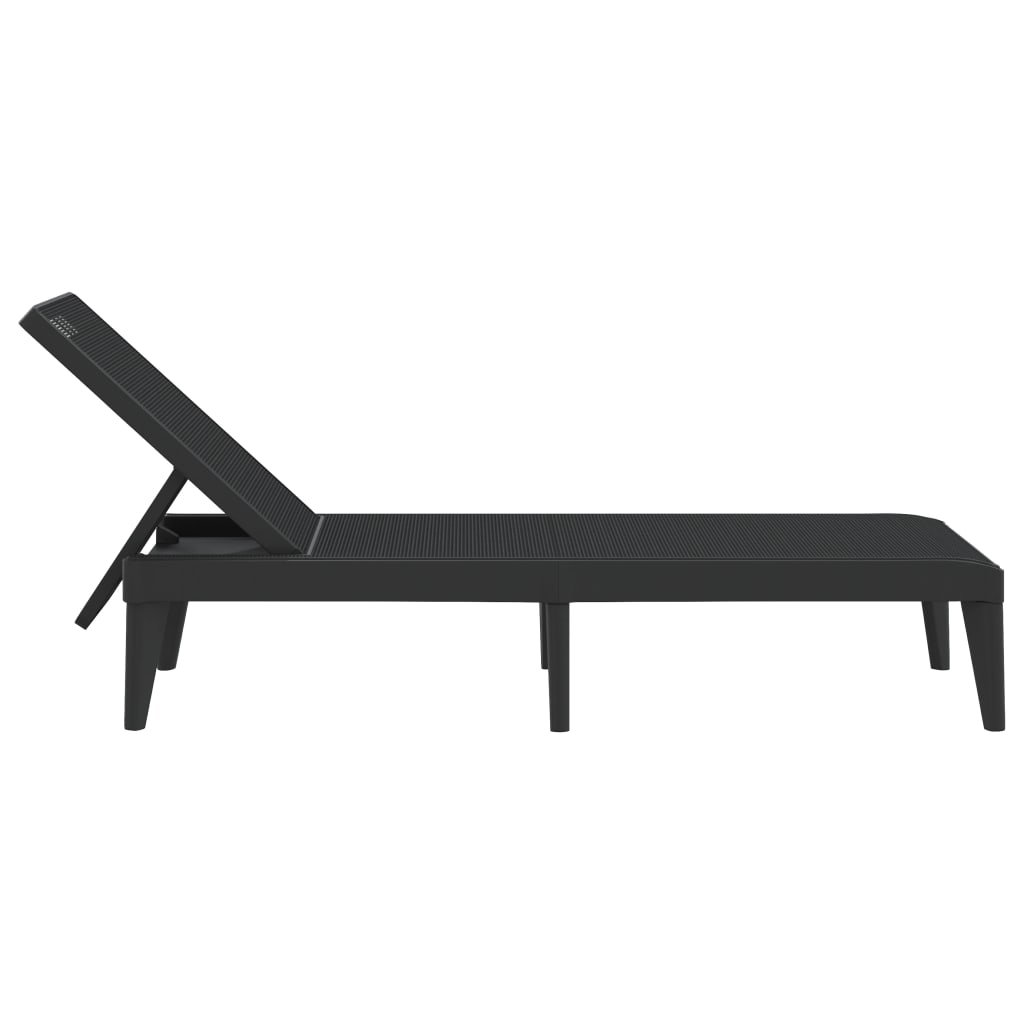 5-vidaXL Lettino Antracite 186x60x29 cm in PP-5