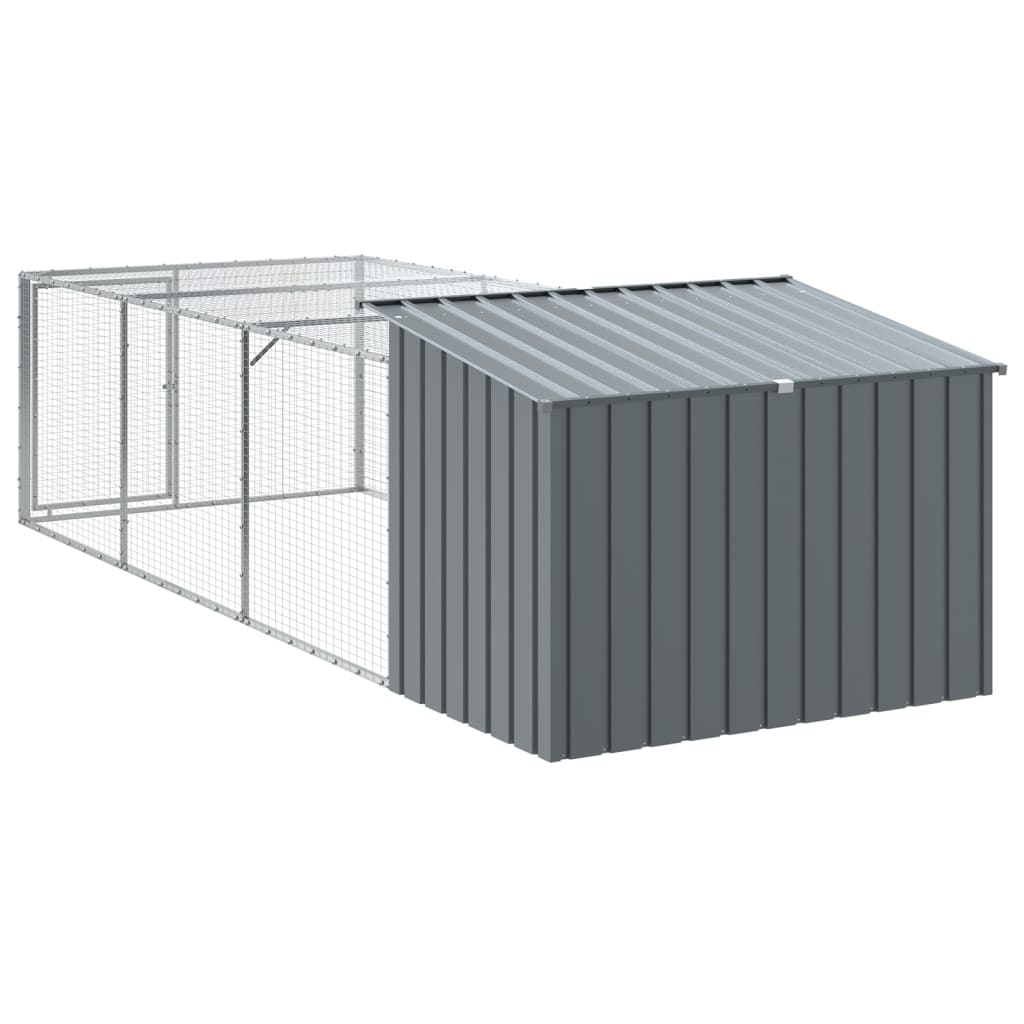 7-vidaXL Cuccia per cani con recinto antracite 153x396x110 cm in acciaio zincato-7
