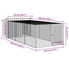 9-vidaXL Cuccia per cani con recinto antracite 153x396x110 cm in acciaio zincato-9