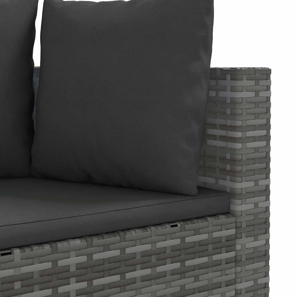 7-vidaXL Set Divano da Giardino 6 pz con Cuscini Grigio in Polyrattan-7