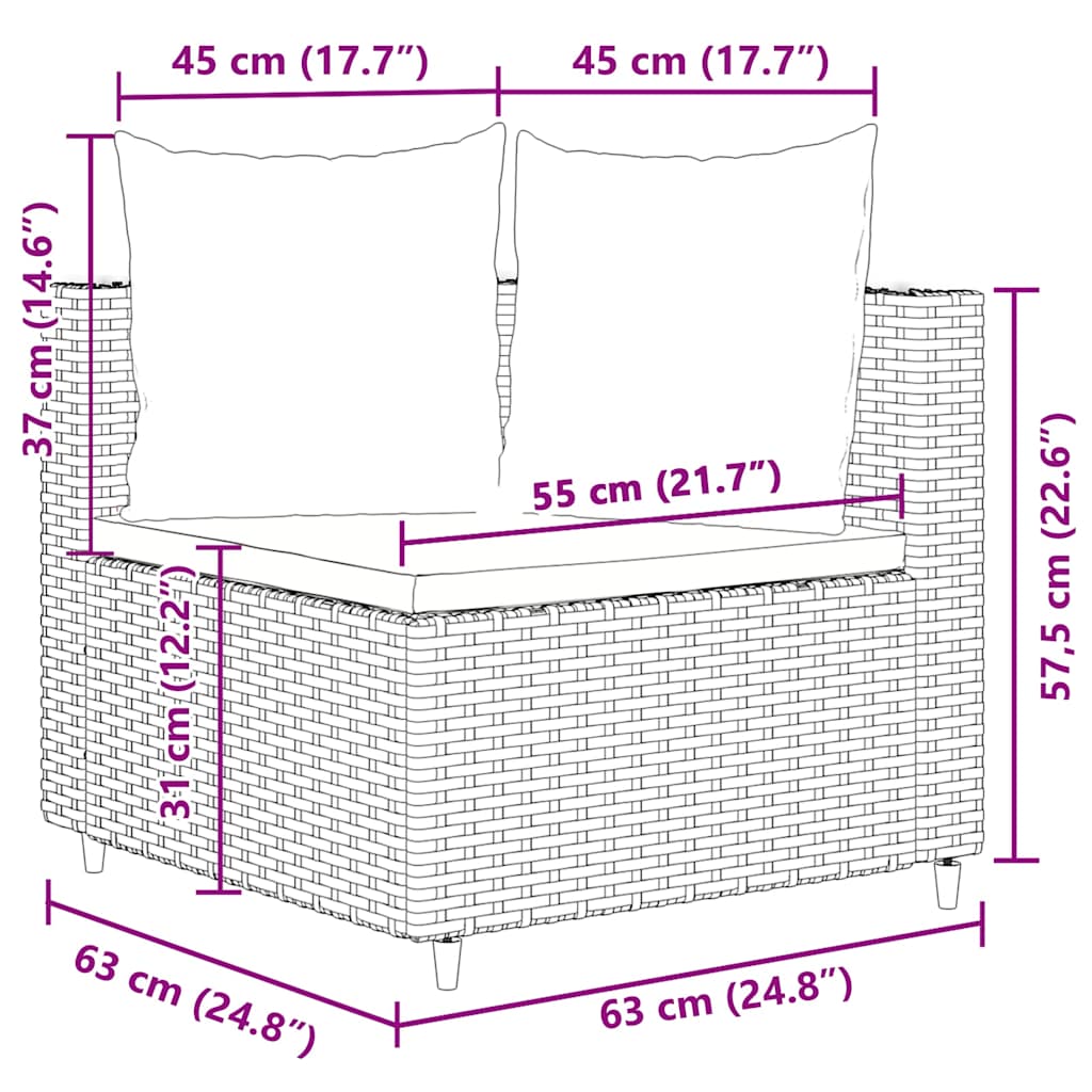 11-vidaXL Set Divano da Giardino 6 pz con Cuscini Grigio in Polyrattan-11