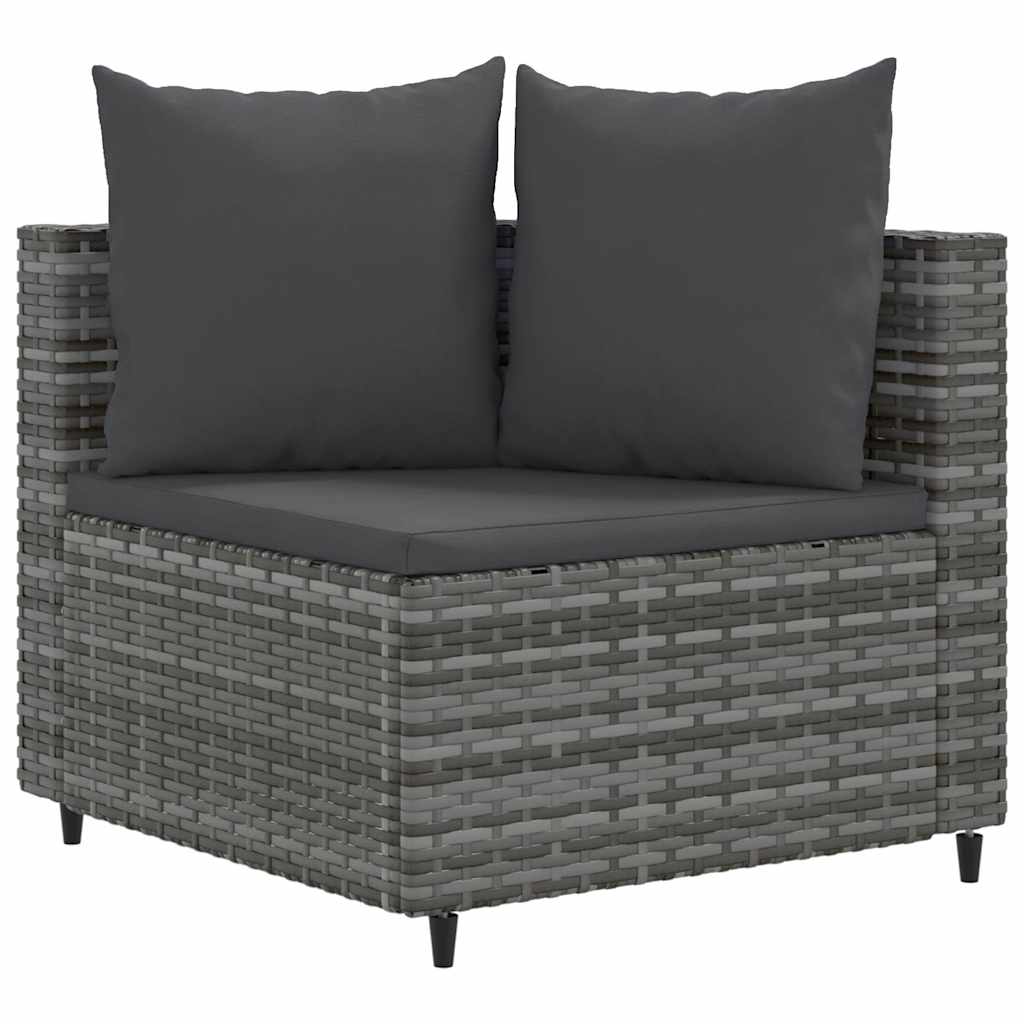 3-vidaXL Set Divano da Giardino 5 pz con Cuscini Grigio in Polyrattan-3