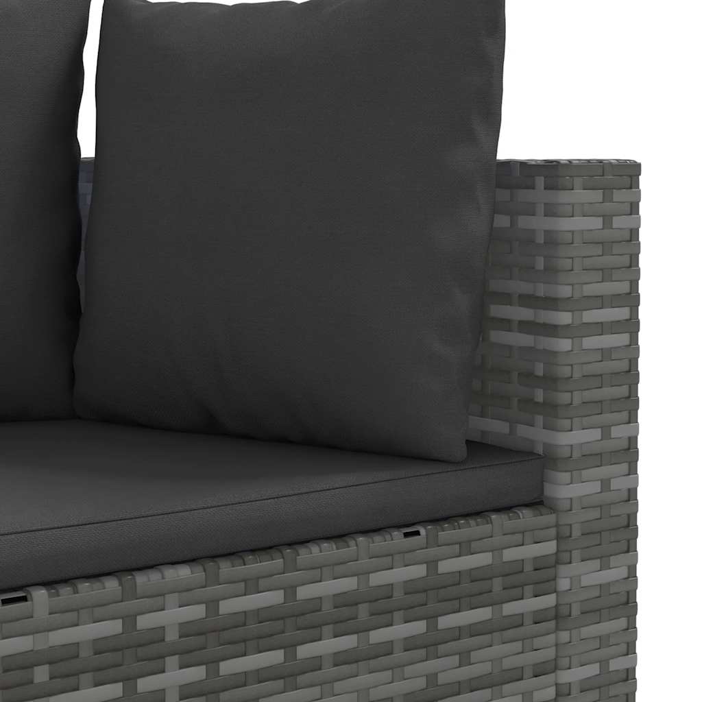 5-vidaXL Set Divani da Giardino 3 pz con Cuscini Grigio in Polyrattan-5
