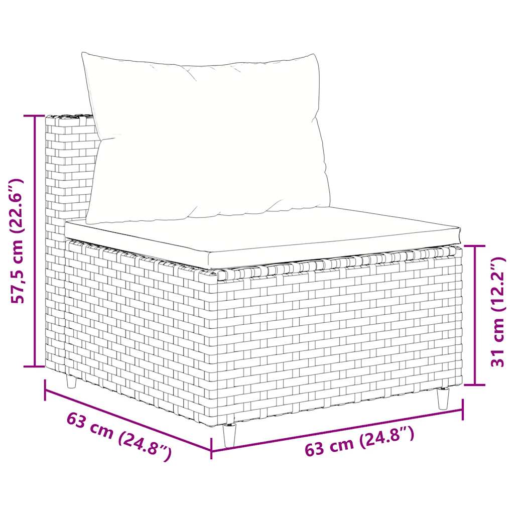 9-vidaXL Set Divani da Giardino 3 pz con Cuscini Grigio in Polyrattan-9
