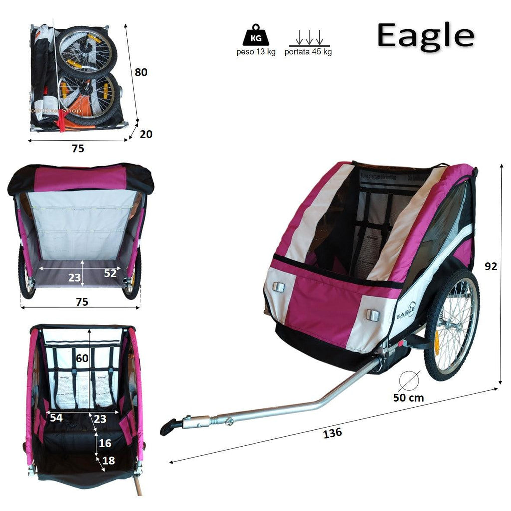 EAGLE - Rimorchio Bicicletta Per 1 o 2 Bambini - Papilio Shop