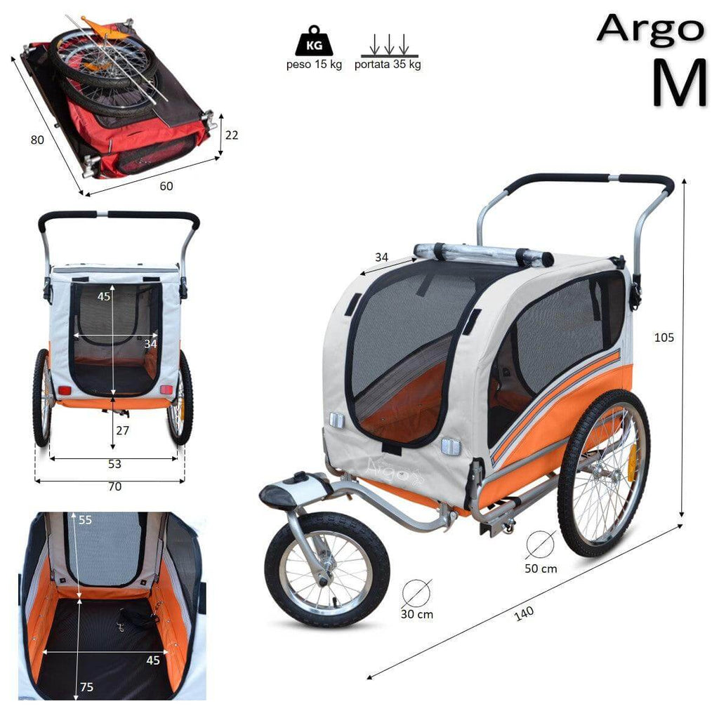 ARGO MEDIUM interno 45x75cm - Rimorchio Bici Per Cani - Papilio Shop