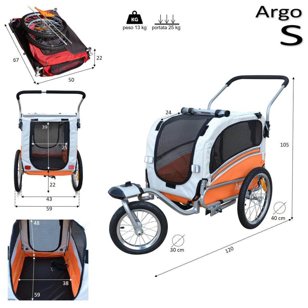 ARGO SMALL interno 38x59cm - Rimorchio Bici Per Cani - Papilio Shop