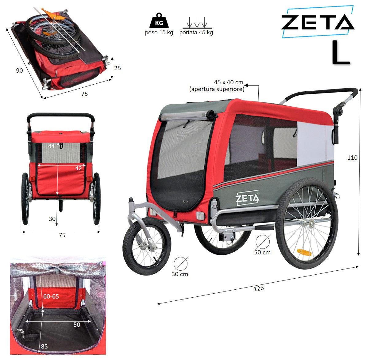 ZETA LARGE interno 50x85cm - Rimorchio Bici Per Cani - Papilio Shop